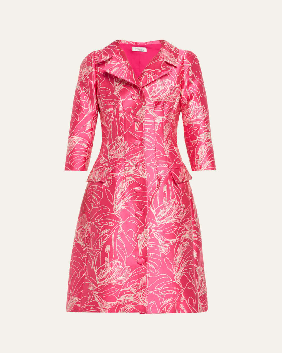 Botanical Jacquard Coat Dress